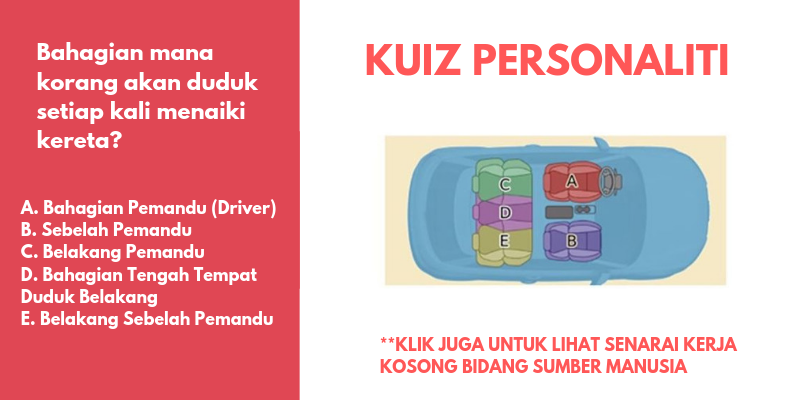 Kuiz Personaliti Pilih Kedudukan Tempat Duduk Dalam Kereta Kami Dedah Jawapan Di Sini