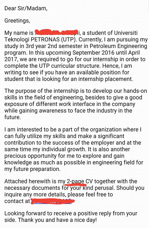 Cara Menulis Cover Letter Untuk Praktikal  Cover Letter