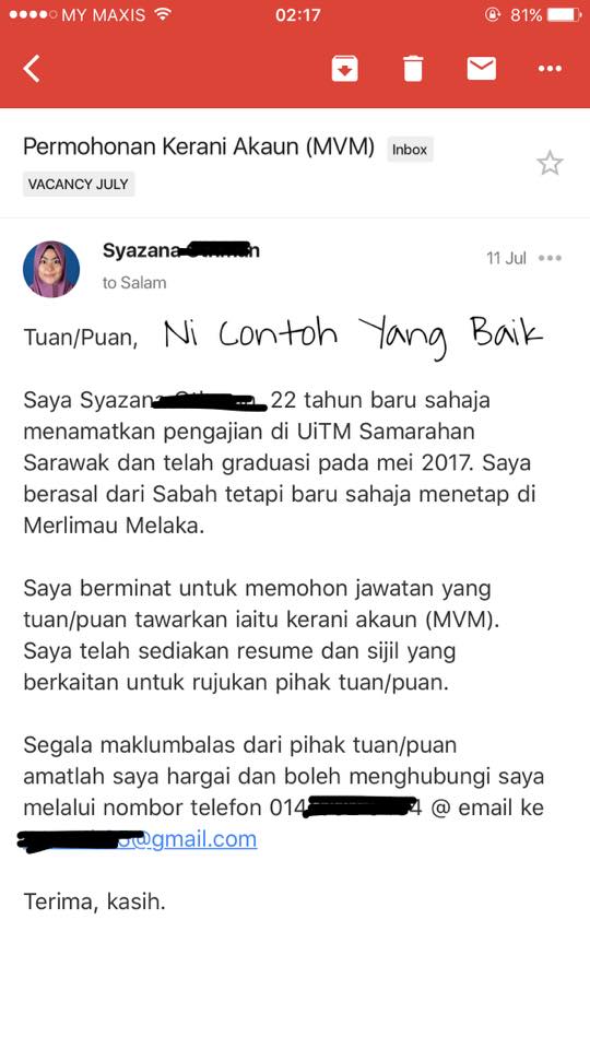 Surat Permohonan Kerja Bahasa Melayu - Kuora 4
