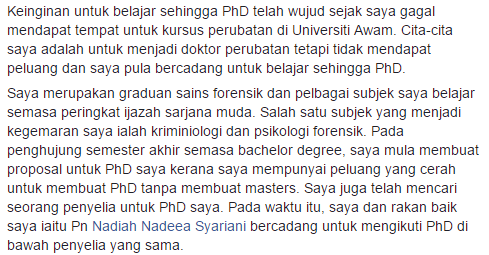 Walaupun Perjalanan Phd Saya Tak Indah Tapi Tidak Pernah Terfikir Untuk Quit