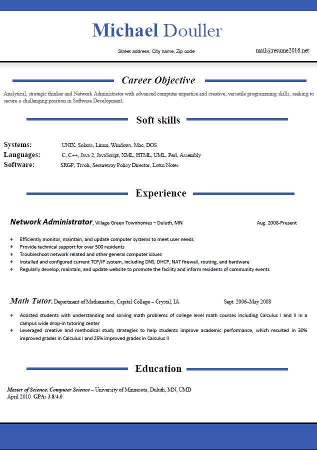 Contoh resume permohonan kerja kerajaan