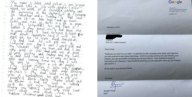 CEO Google Beri Respon Bila Budak 7 Tahun Ini Tulis Surat Nak Mohon Kerja