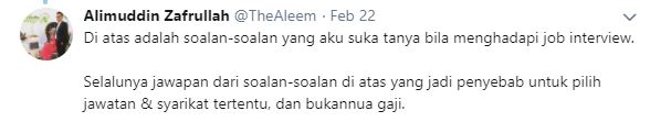 Interviewer Ini Suruh Calon Tanya 6 Soalan Ni Kalau Nak 