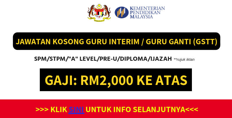 Kerja Kosong Guru Interim (Guru Ganti) Kementerian Pendidikan Malaysia - Pengambilan 2018/2019