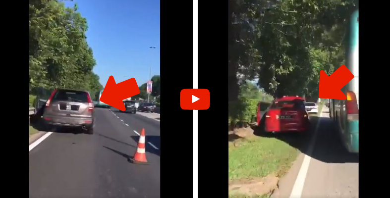 [VIDEO] - Berderet Kereta Tersadai Tepi Jalan Lepas Isi 