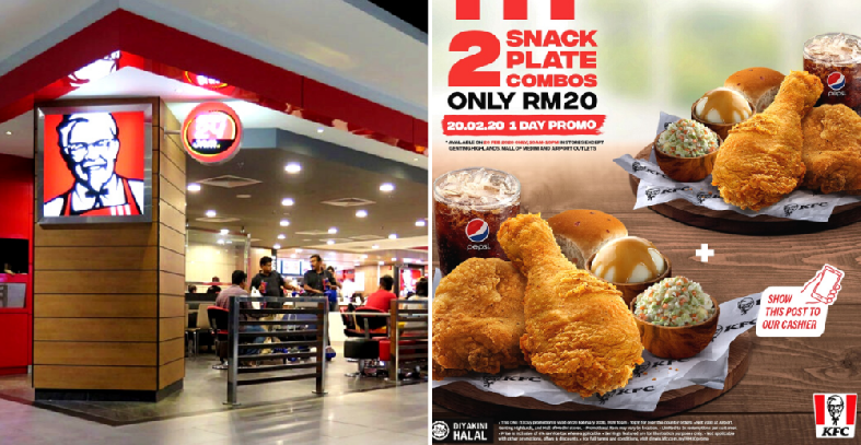 Hari Ini KFC Malaysia Tawar Promosi RM20 Untuk 2 Snack Plate Kombo, Ini Cara Tebus!