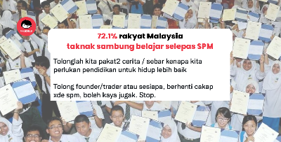 72.1% rakyat Malaysia memilih tak sambung belajar selepas SPM. Pengaruh Usahawan Di Sosial Media?
