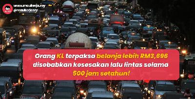 Orang KL terpaksa belanja lebih RM3,696 disebabkan kesesakan lalu lintas selama 500 jam setahun!